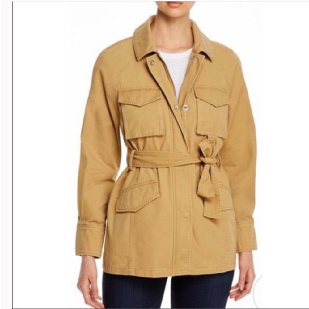 7 for all mankind utility jacket tie waist khaki